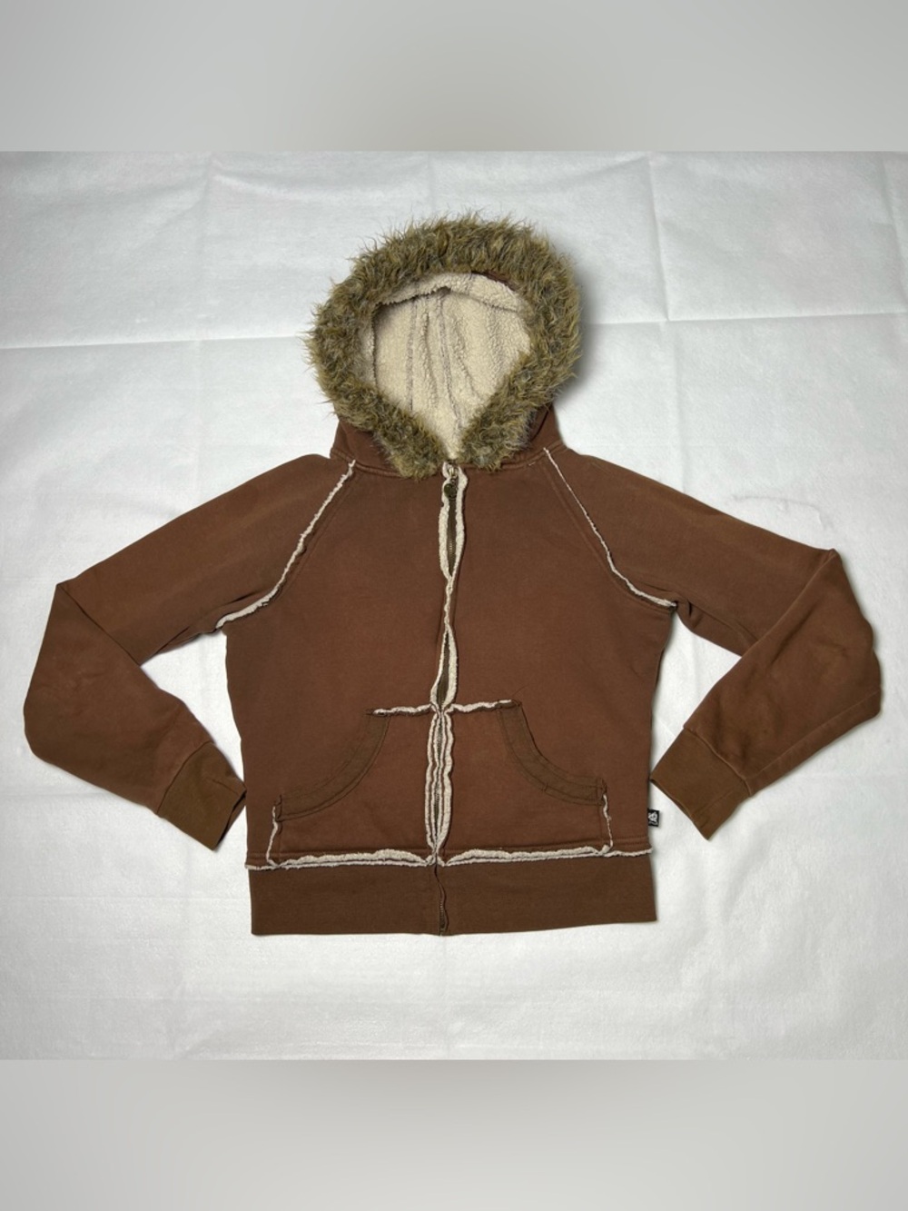 Kids‎ Brown Hooded Faux-Fur Trim Puffer Jacket